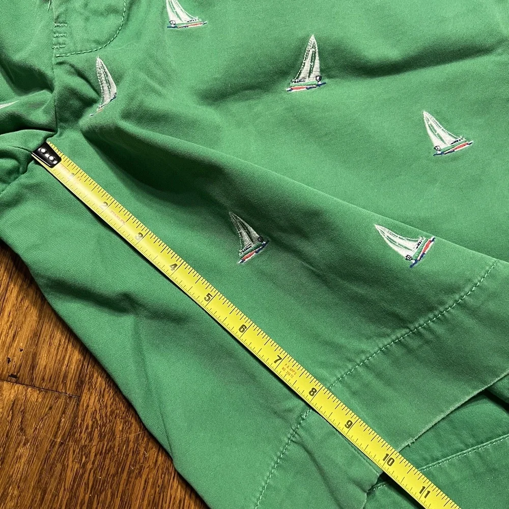 Polo Ralph Lauren Men's Boat Shorts Green Sailboats Size 35 100% Cotton